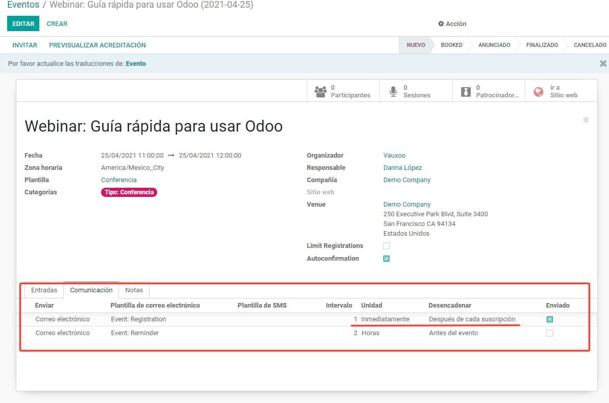 Odoo • Texto e imagen