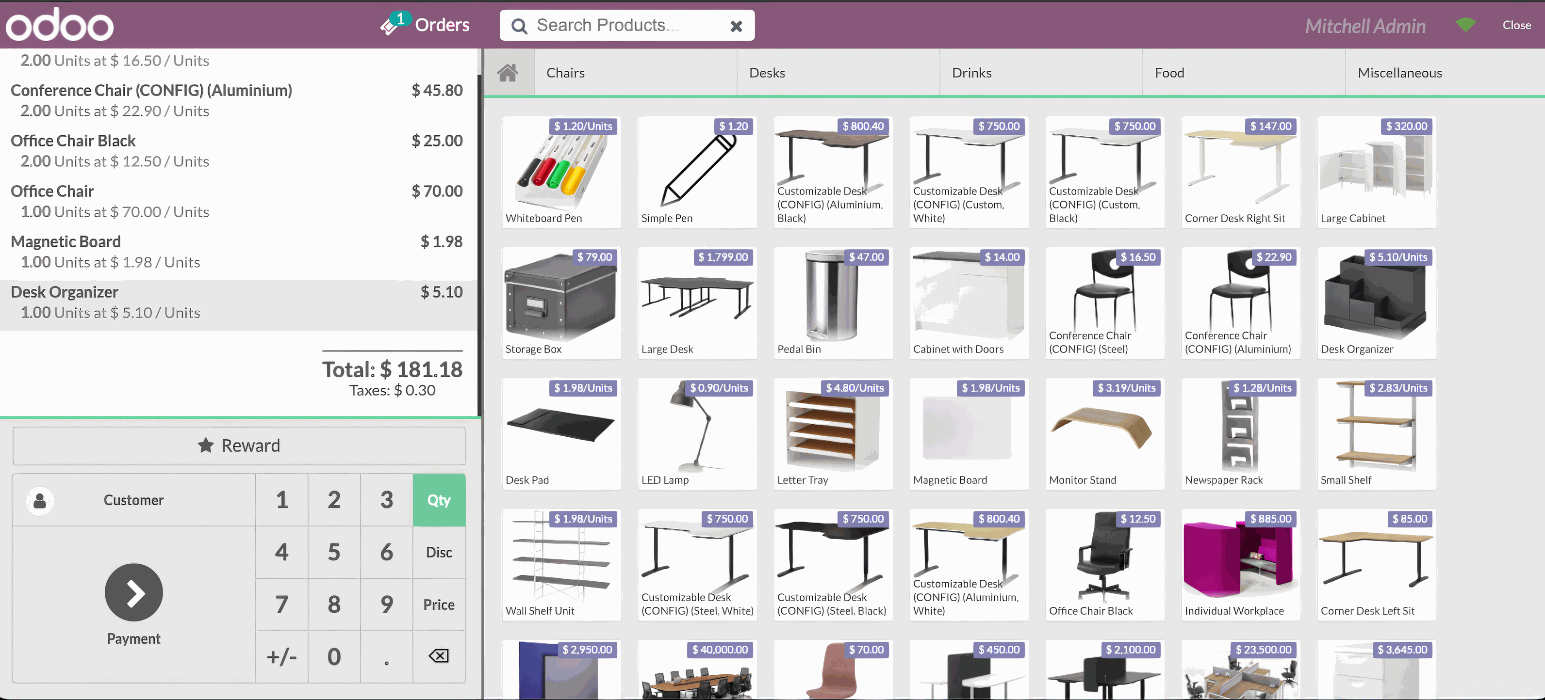 Dashboard de Odoo Punto de venta