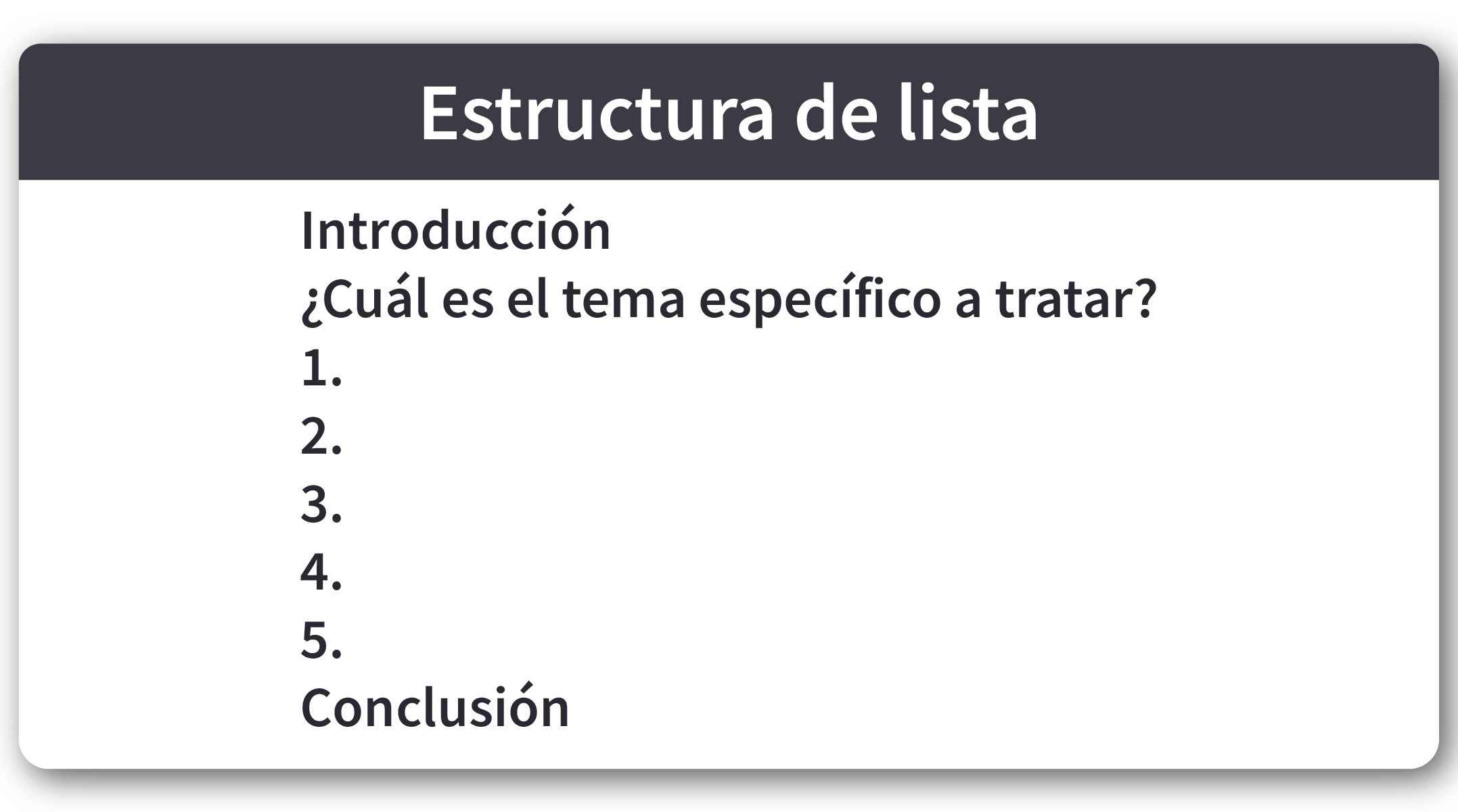 Estructura de lista para un blog