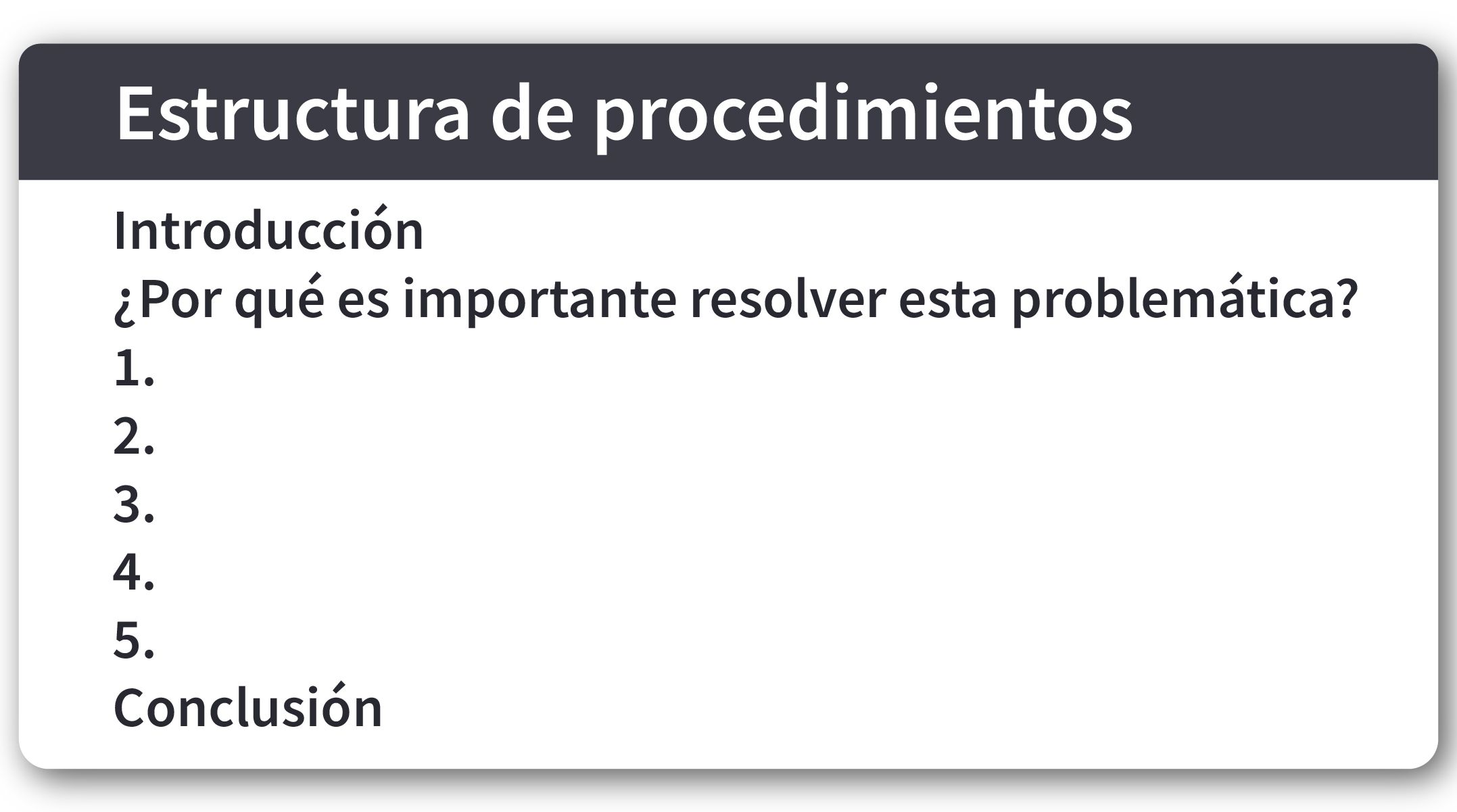 Estructura de procedimientos para un blog